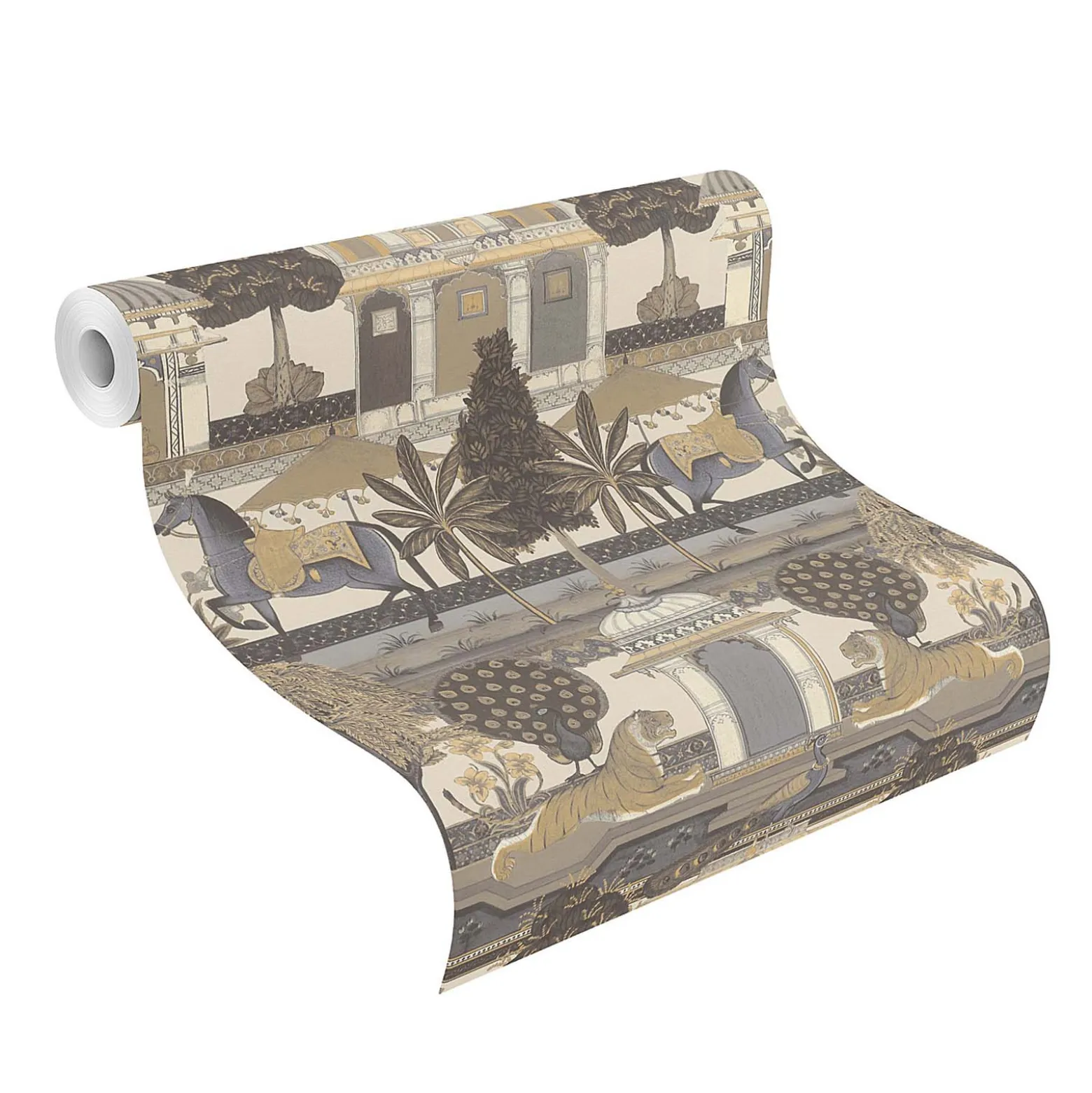 Rasch Vliestapete Orientalisch Tiere Beige Grau 746228