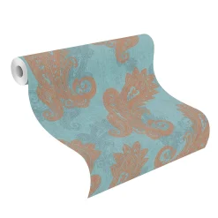 Rasch Vliestapete Paisley Blau Bronze Metallic 746440