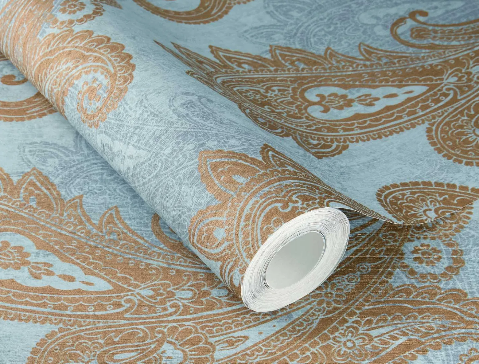Rasch Vliestapete Paisley Blau Bronze Metallic 746440