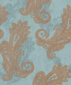 Rasch Vliestapete Paisley Blau Bronze Metallic 746440