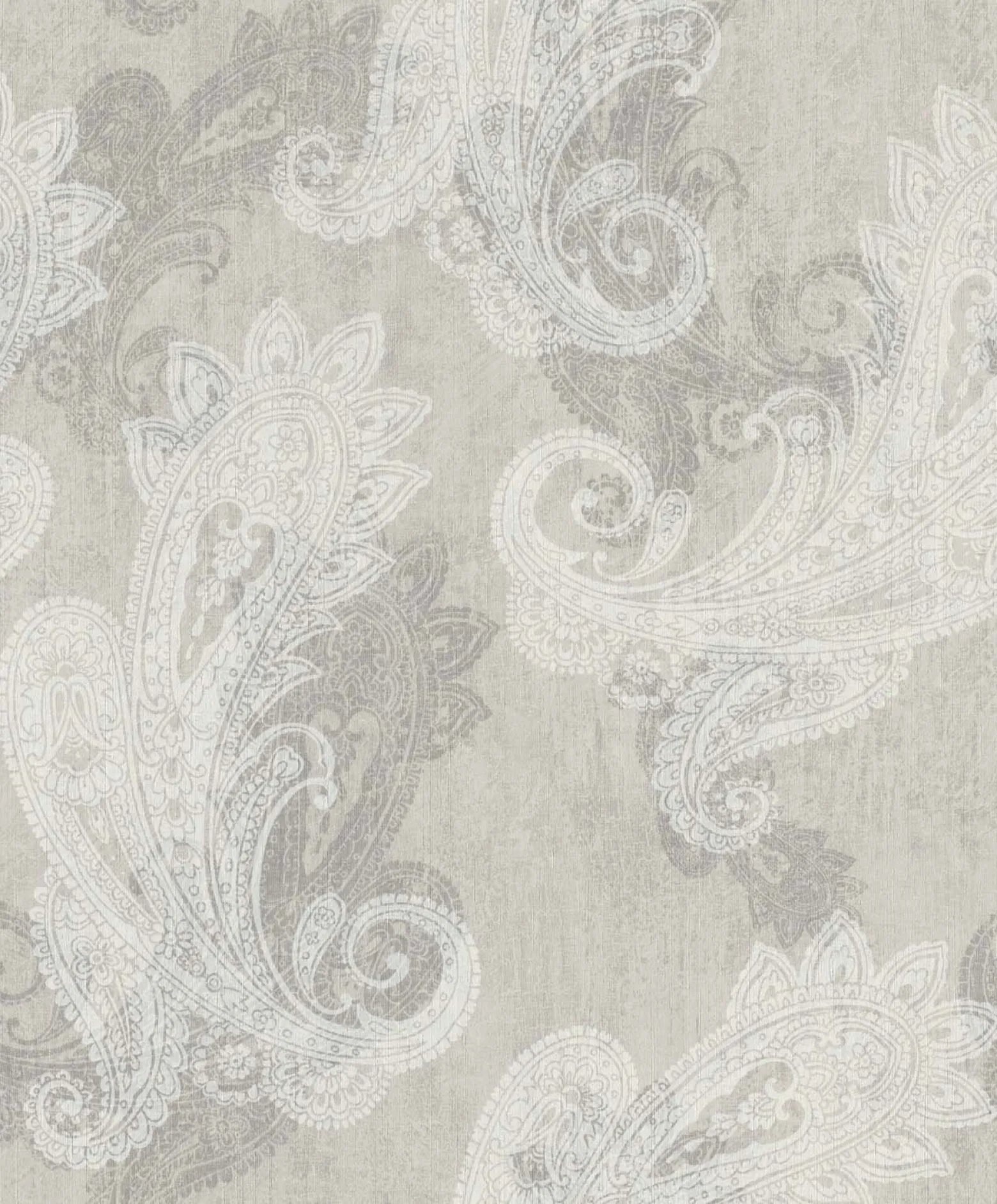 Rasch Vliestapete Paisley Muster Grau Weiß Metallic 746426