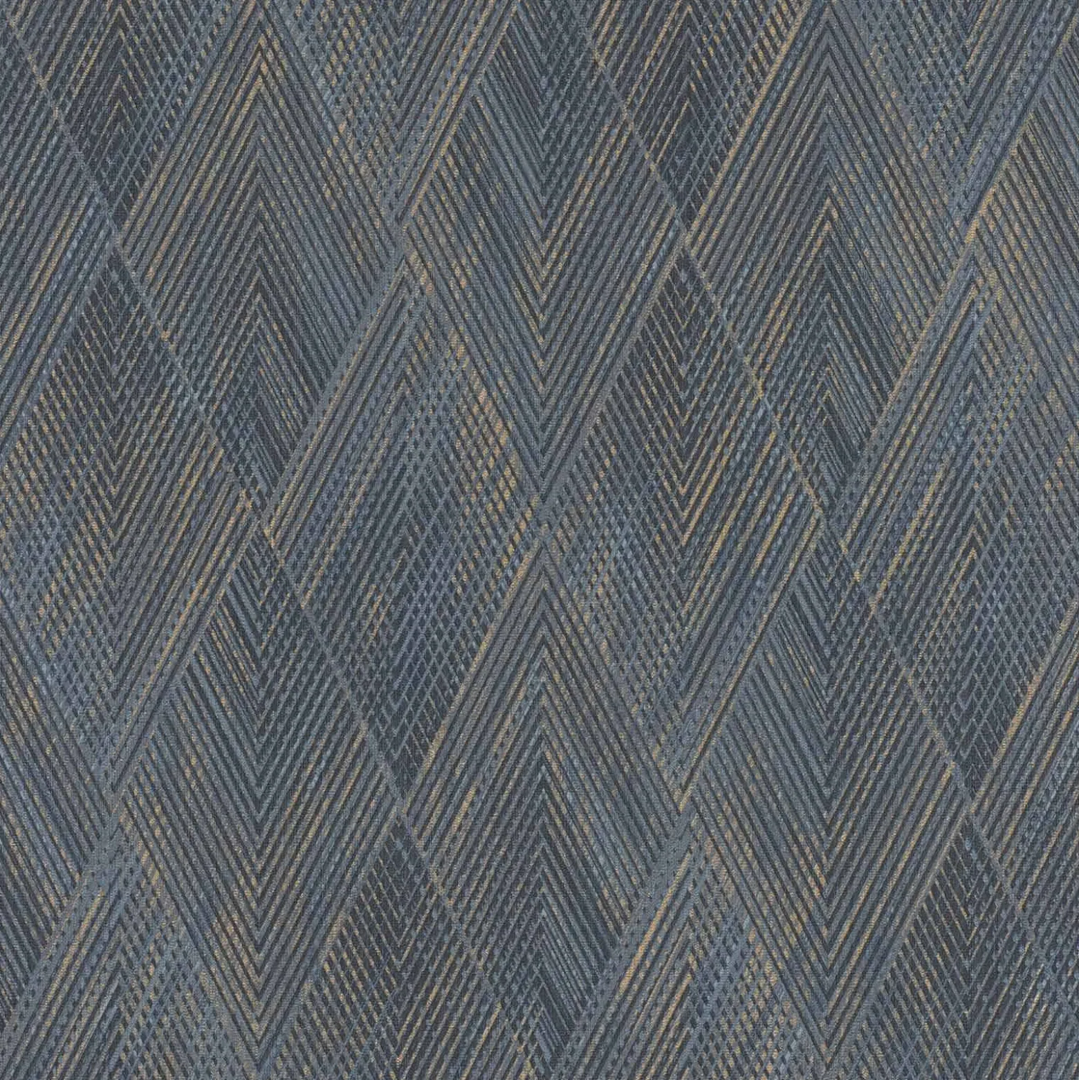 Rasch Vliestapete Rauten Grafik Blau Gold 844146
