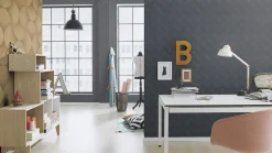 Rasch Vliestapete Struktur Linien Blau Grau Glanz 608724