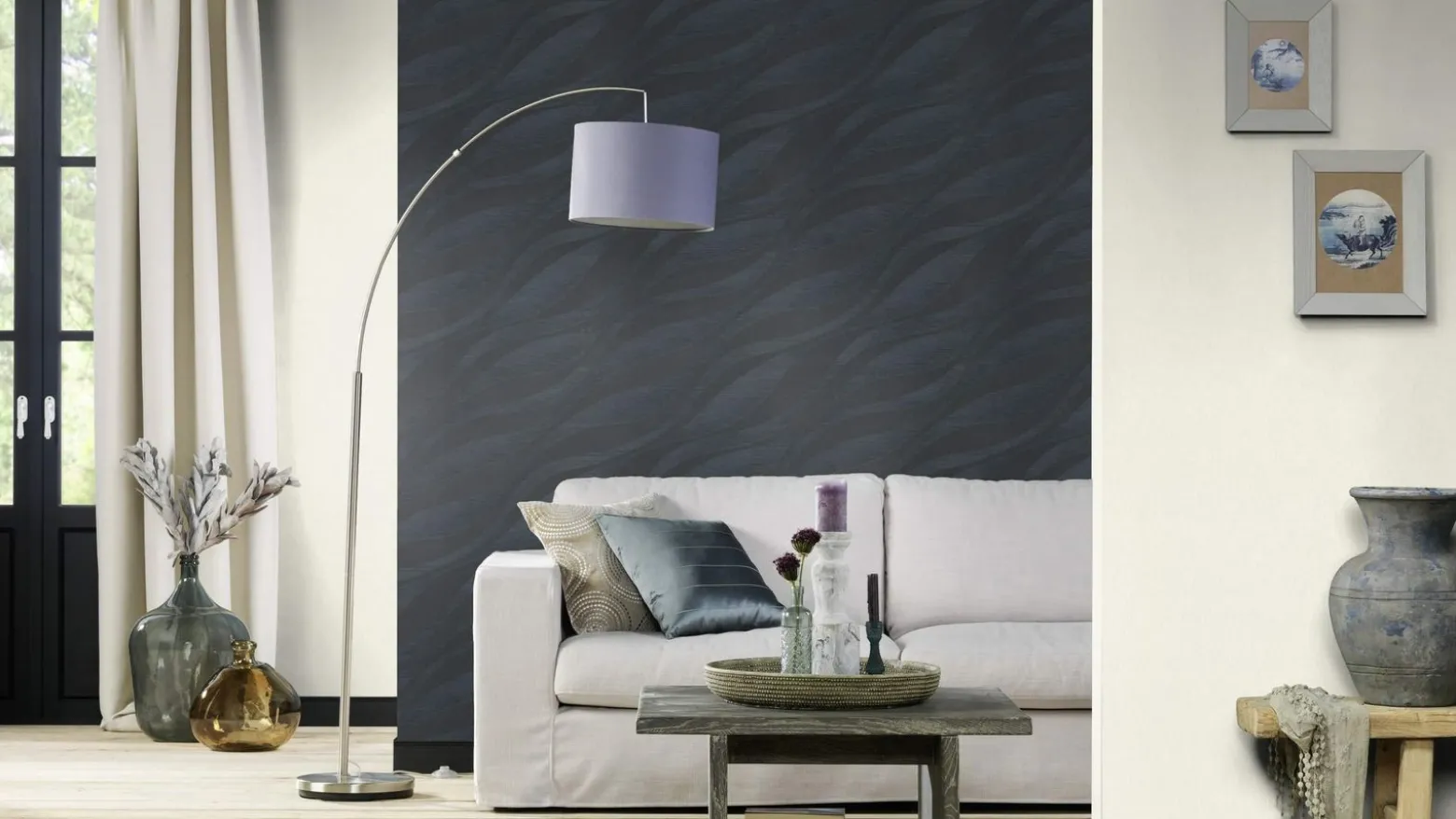 Rasch Vliestapete Struktur Linien Creme Metallic 608632