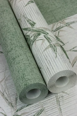 Rasch Vliestapete Textil Look Grün Silber 507843