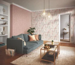 Rasch Vliestapete Textil Look Rosa Beige Silber 507096