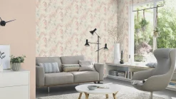 Rasch Vliestapete Textil Look Rosa Beige Silber 507096