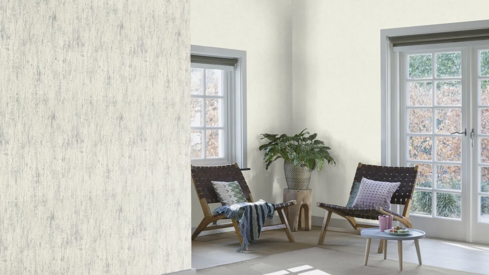 Rasch Vliestapete Textil Look Weiß Silber 507041