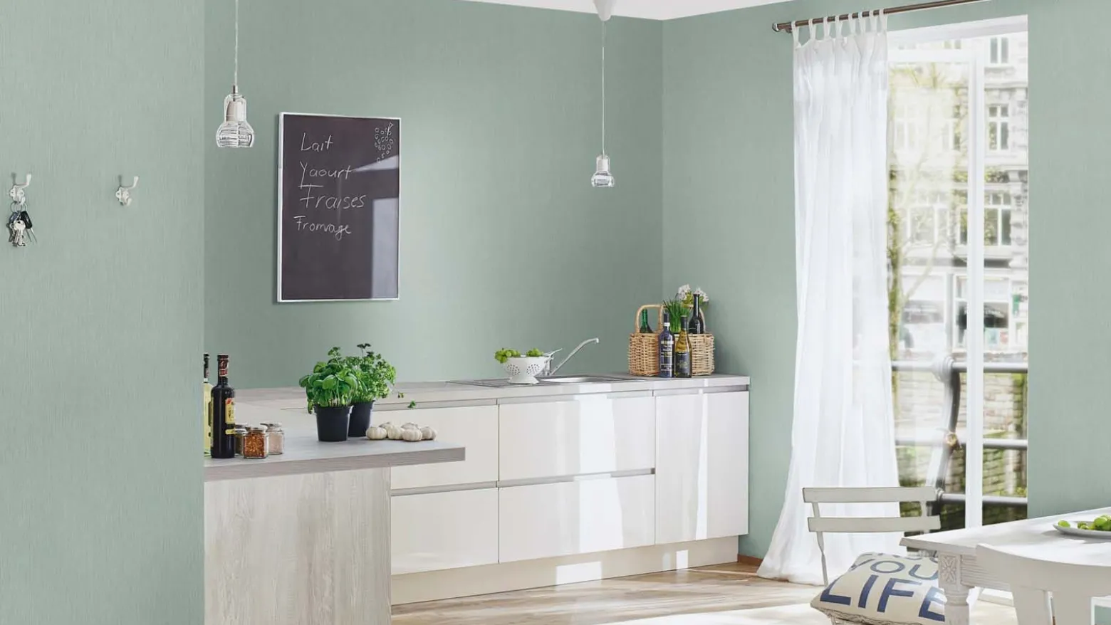 Rasch Vliestapete Textil Optik Hellgrün Silber 844412