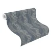 Rasch Vliestapete Textiloptik Ethno Blau Grau 751949