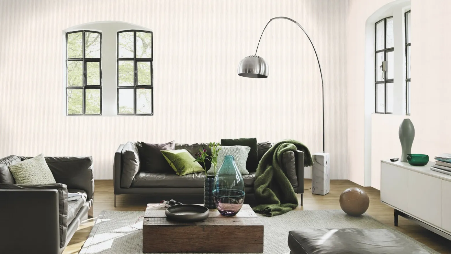 Rasch Vliestapete Uni Stoff Optik Beige Rosa 252811