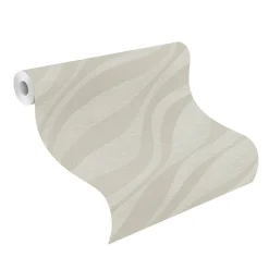 Rasch Vliestapete Wellen Creme Silber Metallic 608021