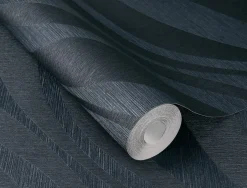 Rasch Vliestapete Wellen Muster Blau Grau Glanz 608076