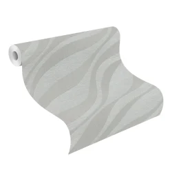 Rasch Vliestapete Wellen Muster Silber Metallic 608069