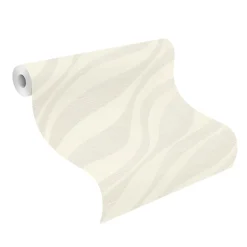 Rasch Vliestapete Wellen Muster Creme Metallic 608014