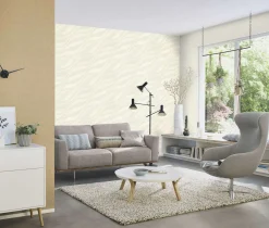 Rasch Vliestapete Wellen Muster Creme Metallic 608014