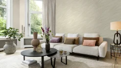 Rasch Vliestapete Wellen Muster Beige Metallic 608038