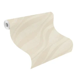 Rasch Vliestapete Wellen Muster Beige Metallic 608038