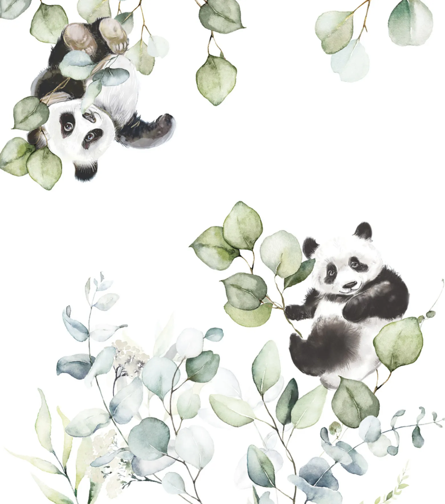 Rasch Wandbild Blätter Pandas Weiß Schwarz Grün 364989