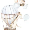 Rasch Wandbild Tiere Ballons Weiß Beige Blau 364941