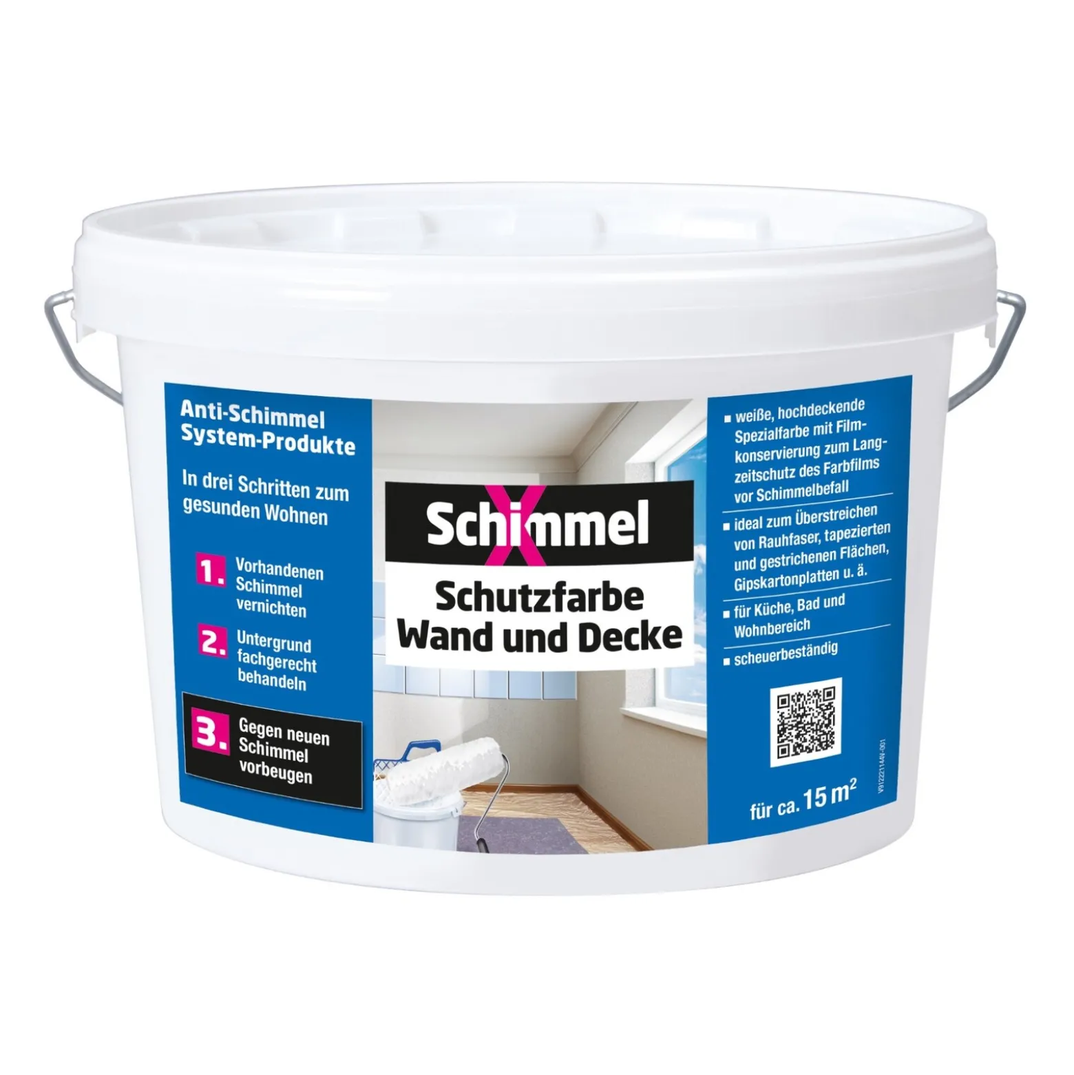 SchimmelX Schutzfarbe Wand + Decke weiß hochdeckend 2,5L