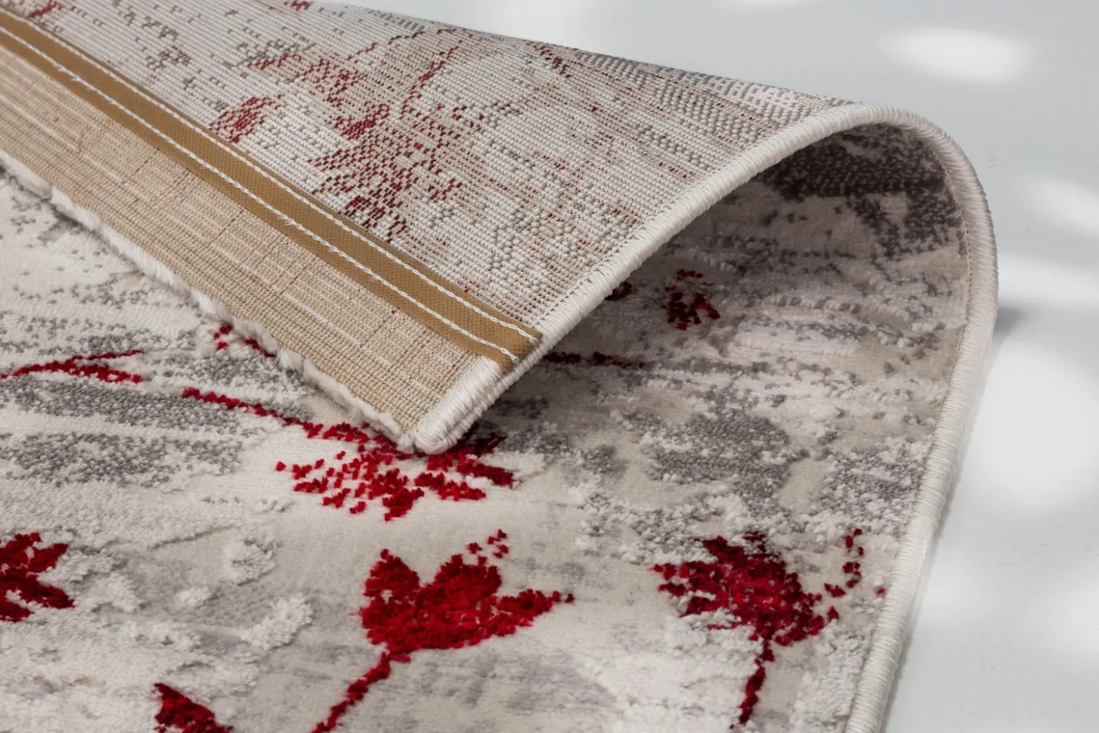 Schlafzimmer Teppich Blumen rot grau Kurzflor Astra Antea