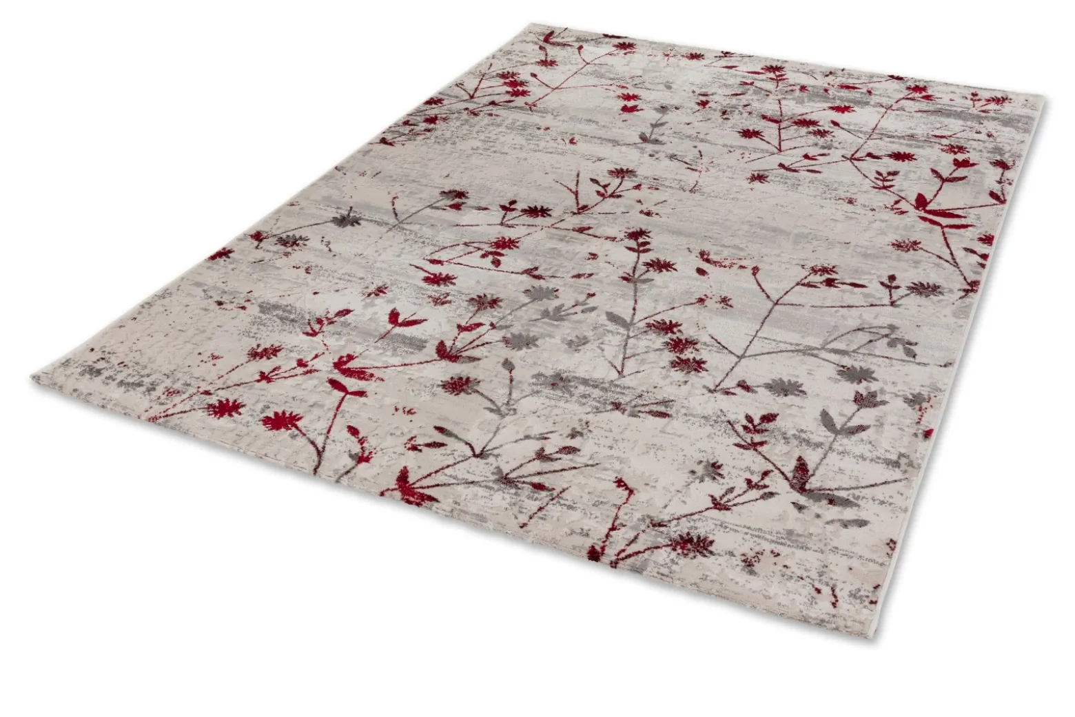 Schlafzimmer Teppich Blumen rot grau Kurzflor Astra Antea