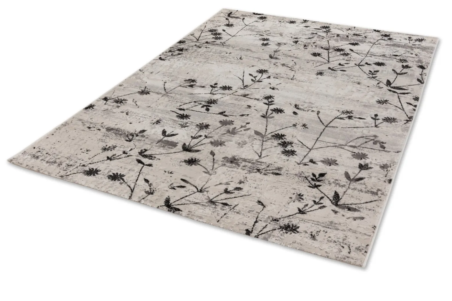 Schlafzimmer Teppich Blumen schwarz Kurzflor Astra Antea