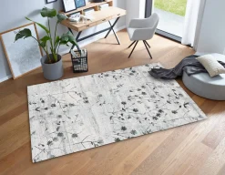 Schlafzimmer Teppich Blumen schwarz Kurzflor Astra Antea