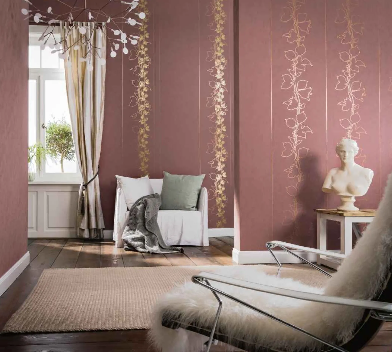 Tapete Floral Glanz rosa Marburg La Veneziana 57945