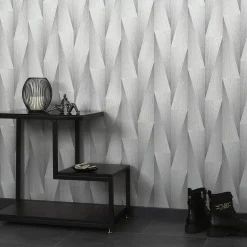 Tapete Guido Maria Kretschmer 3D-Effekt Silber Metallic