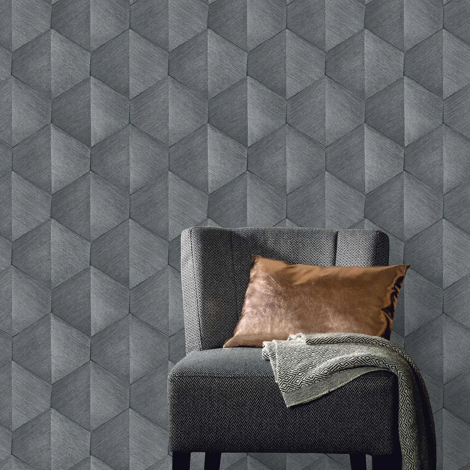 Tapete Guido Maria Kretschmer Grafik Grau Metallic