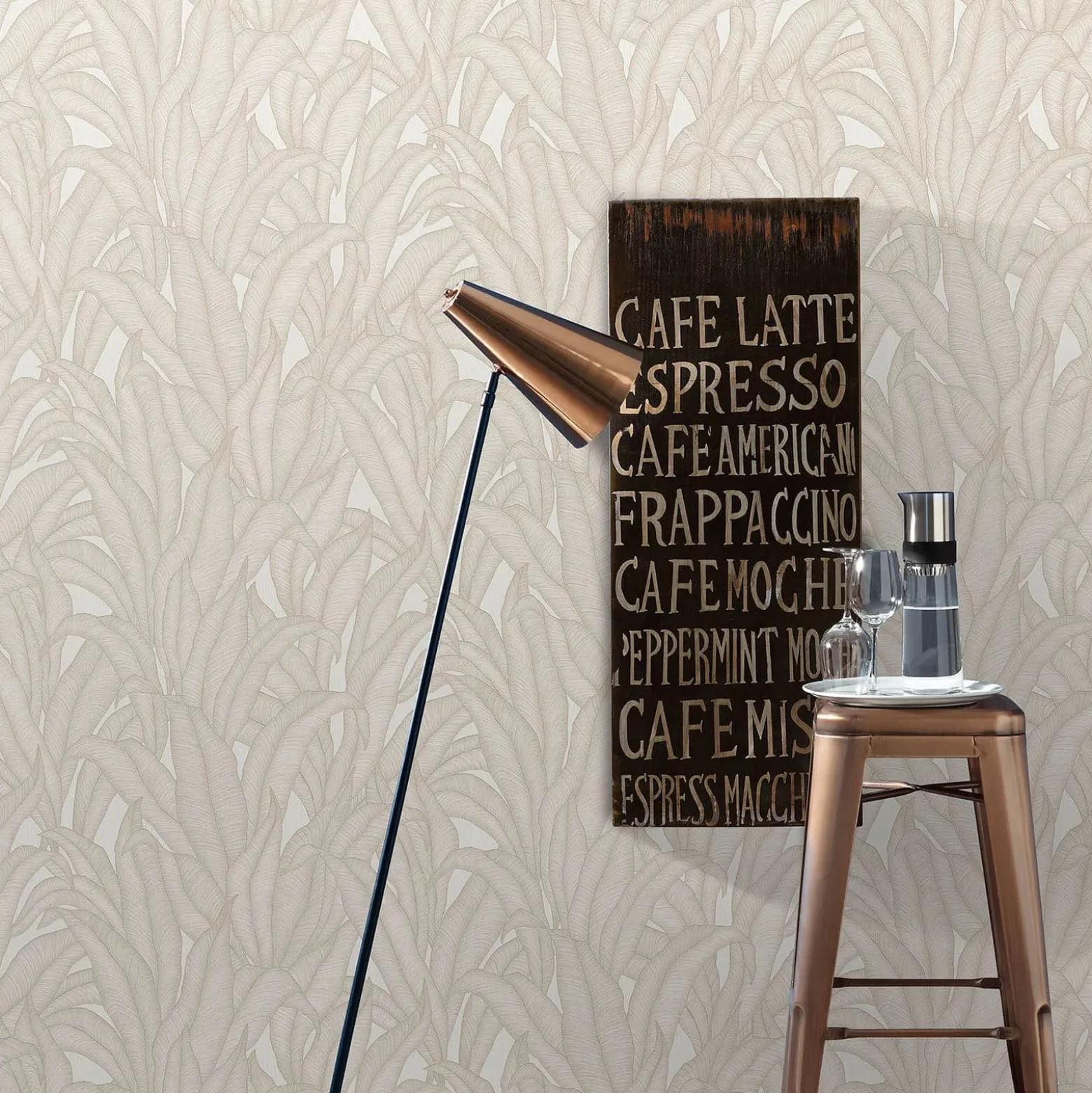 Tapete Guido Maria Kretschmer Blätter Creme Beige