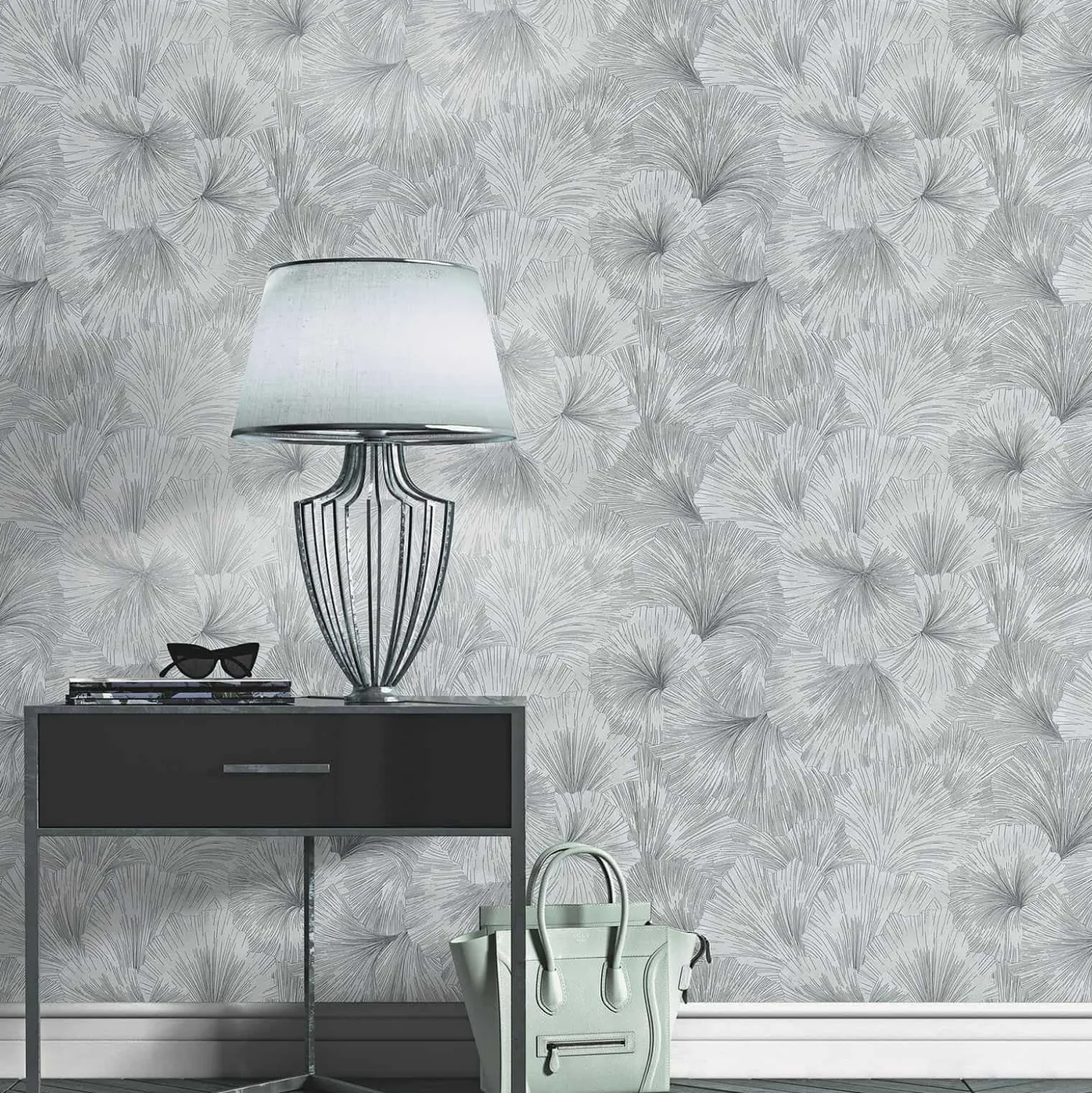Tapete Guido Maria Kretschmer Floral Silber Metallic