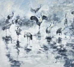 Tapete Kranich Wasserfarben Guido Maria Kretschmer blau