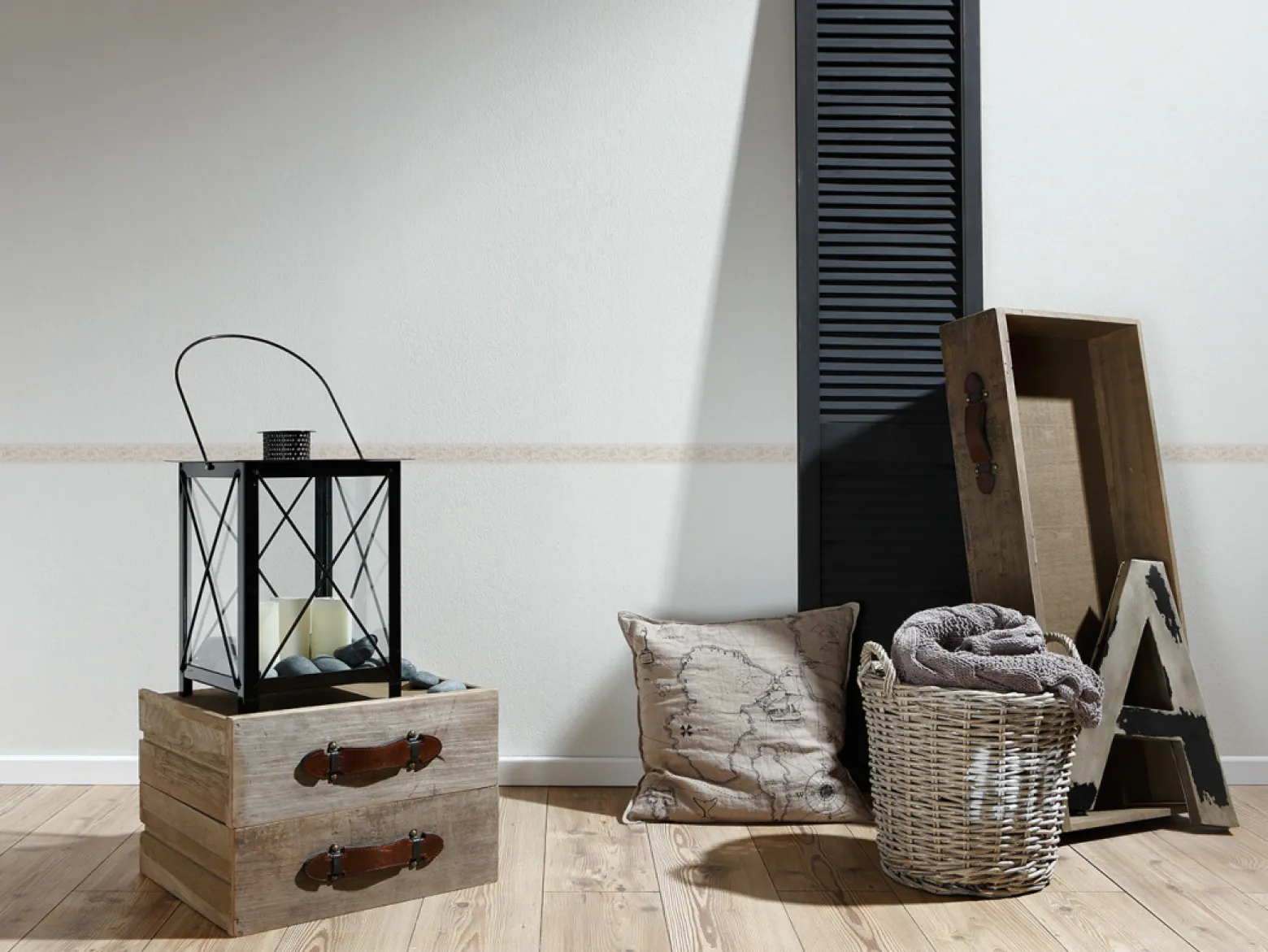 Tapetenbordüre Borte Ranken Blüten creme AS 30299-1