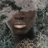 Tapete Papis Loveday Grau Braun Portrait Illustration