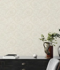 Tapete Versace Home Blumen creme Metallic 93583-2