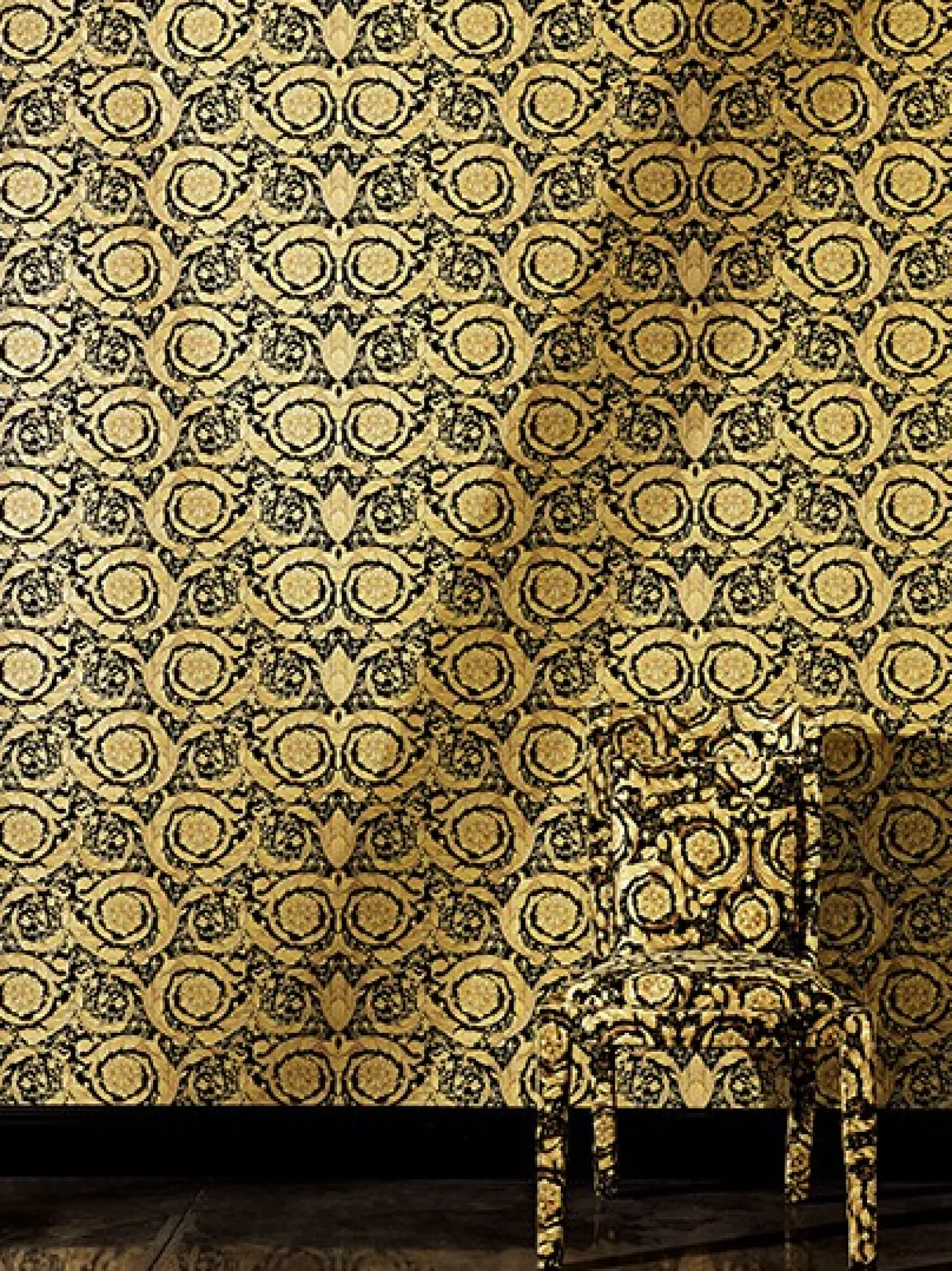 Tapete Versace Home Blumen gold Metallic 93583-4