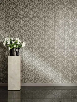Tapete Versace Home Blumen grau Metallic 93583-6