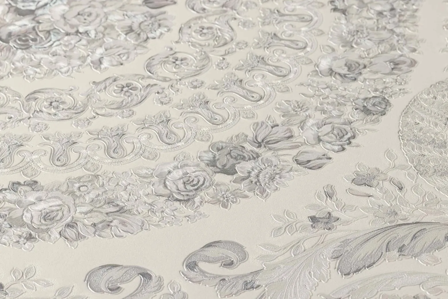 Tapete Versace Home Floral Kacheln grau Metallic 370555
