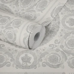 Tapete Versace Home Floral Kacheln grau Metallic 370555