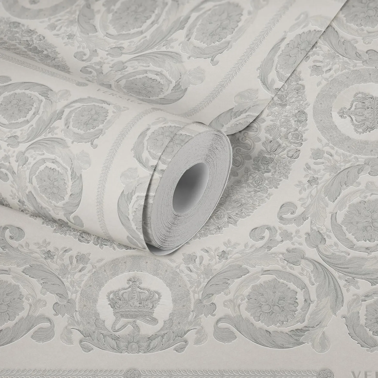 Tapete Versace Home Floral Kacheln grau Metallic 370555