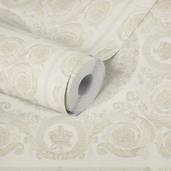 Tapete Versace Home Floral Kacheln creme Metallic 370551