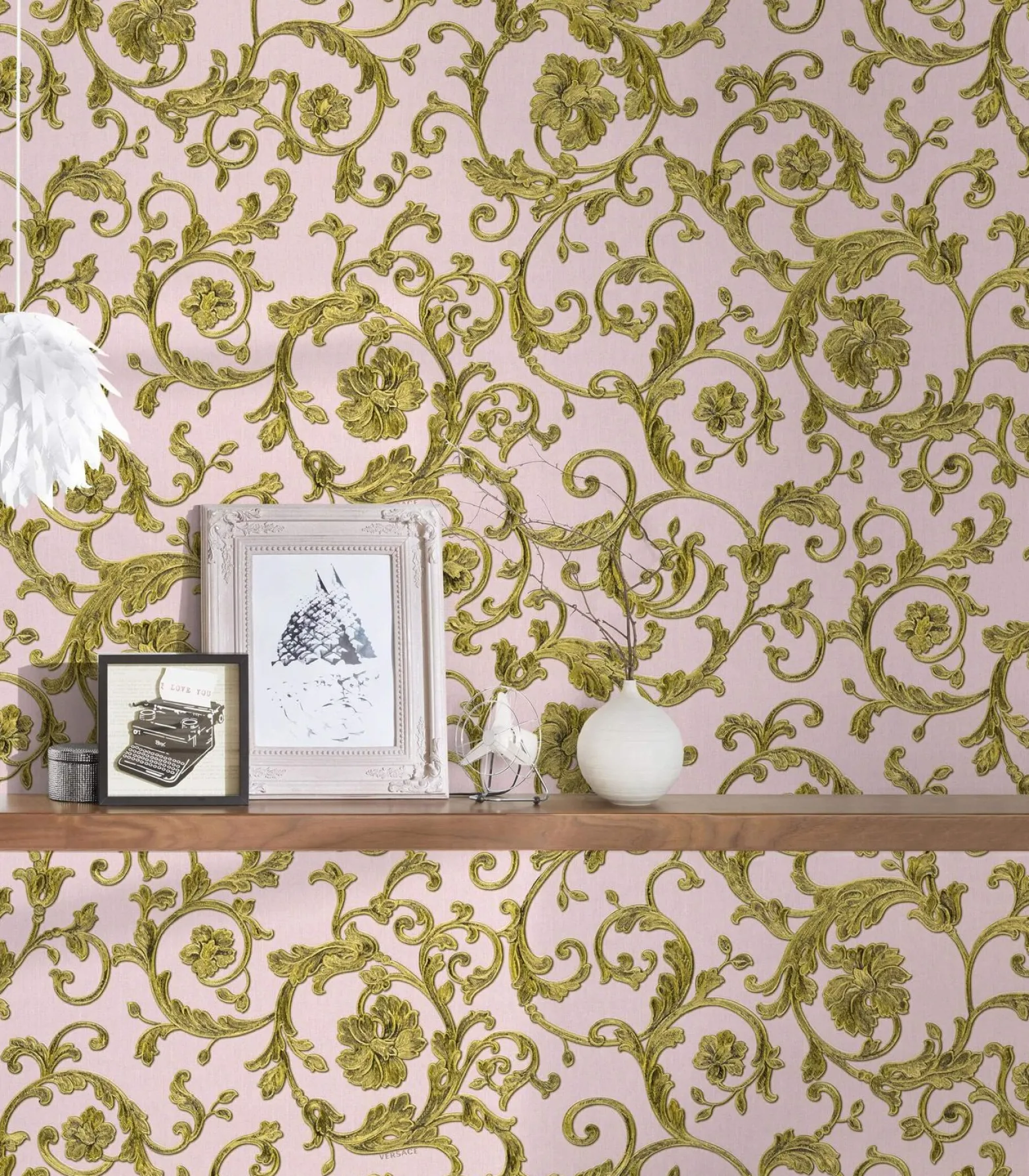 Tapete Versace Home Floral rosé gold Glitzer 34326-4