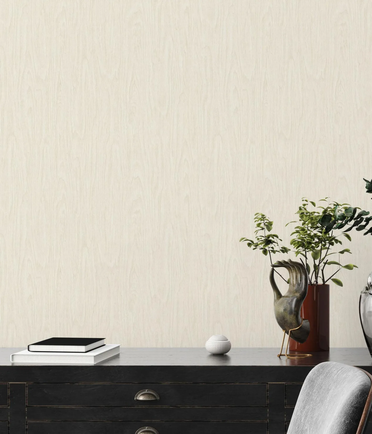 Tapete Versace Home Holzmaserung creme Glanz 370525