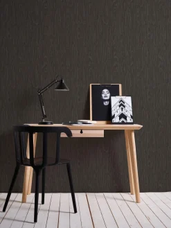 Tapete Versace Home Holzmaserung schwarz Glanz 370524
