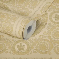 Tapete Versace Home Kacheln beige gold Metallic 370554