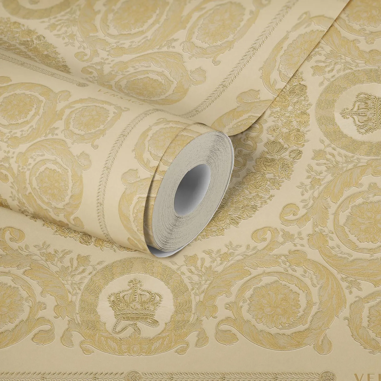 Tapete Versace Home Kacheln beige gold Metallic 370554