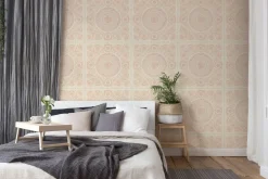 Tapete Versace Home Kacheln rosa creme Metallic 370556